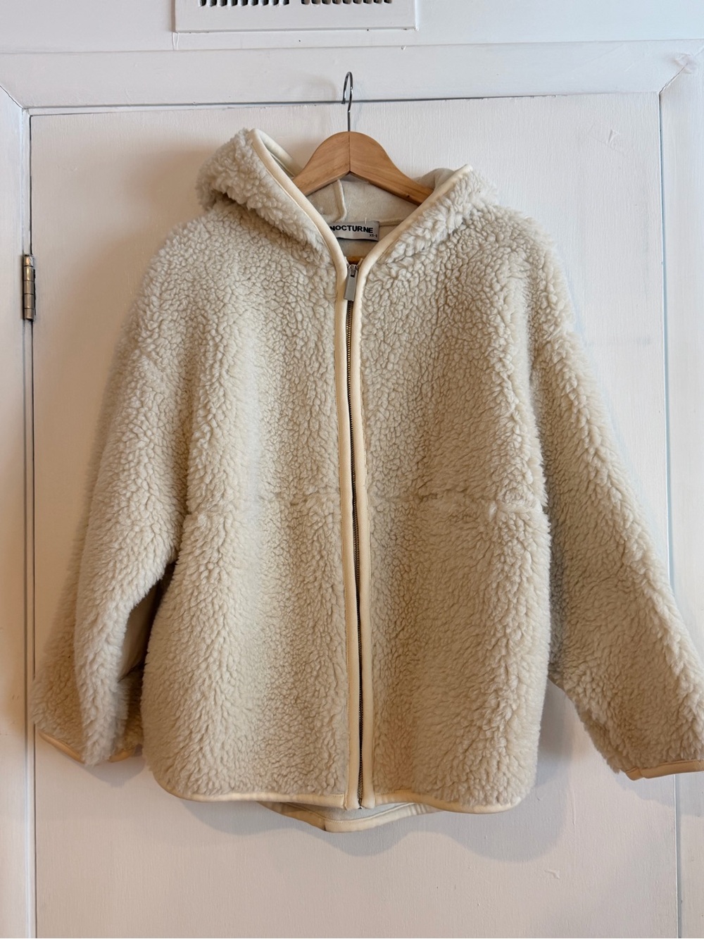Nocturne Cream Teddy Jacket with Hood